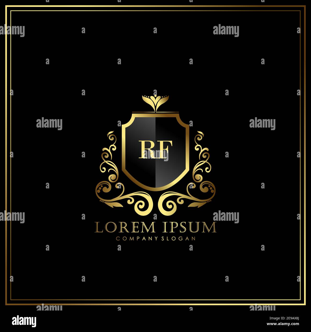 RF Initial Letter Luxury Logo template in Vector per ristoranti, Royalty, Boutique, Cafe, Hotel, Araldico, Gioielli, Moda e altri illustrat vettoriali Illustrazione Vettoriale
