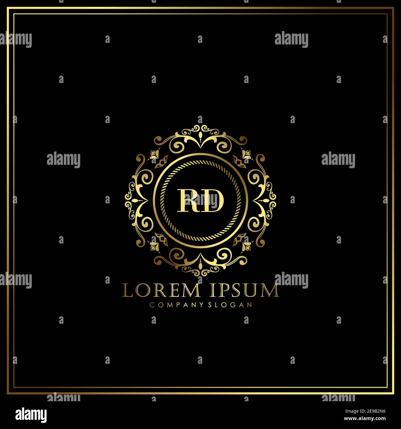 RD Initial Letter Luxury Logo template in Vector per Ristorante, Royalty, Boutique, Cafe, Hotel, Heraldic, Gioielli, Moda e altri illustrat vettoriali Illustrazione Vettoriale