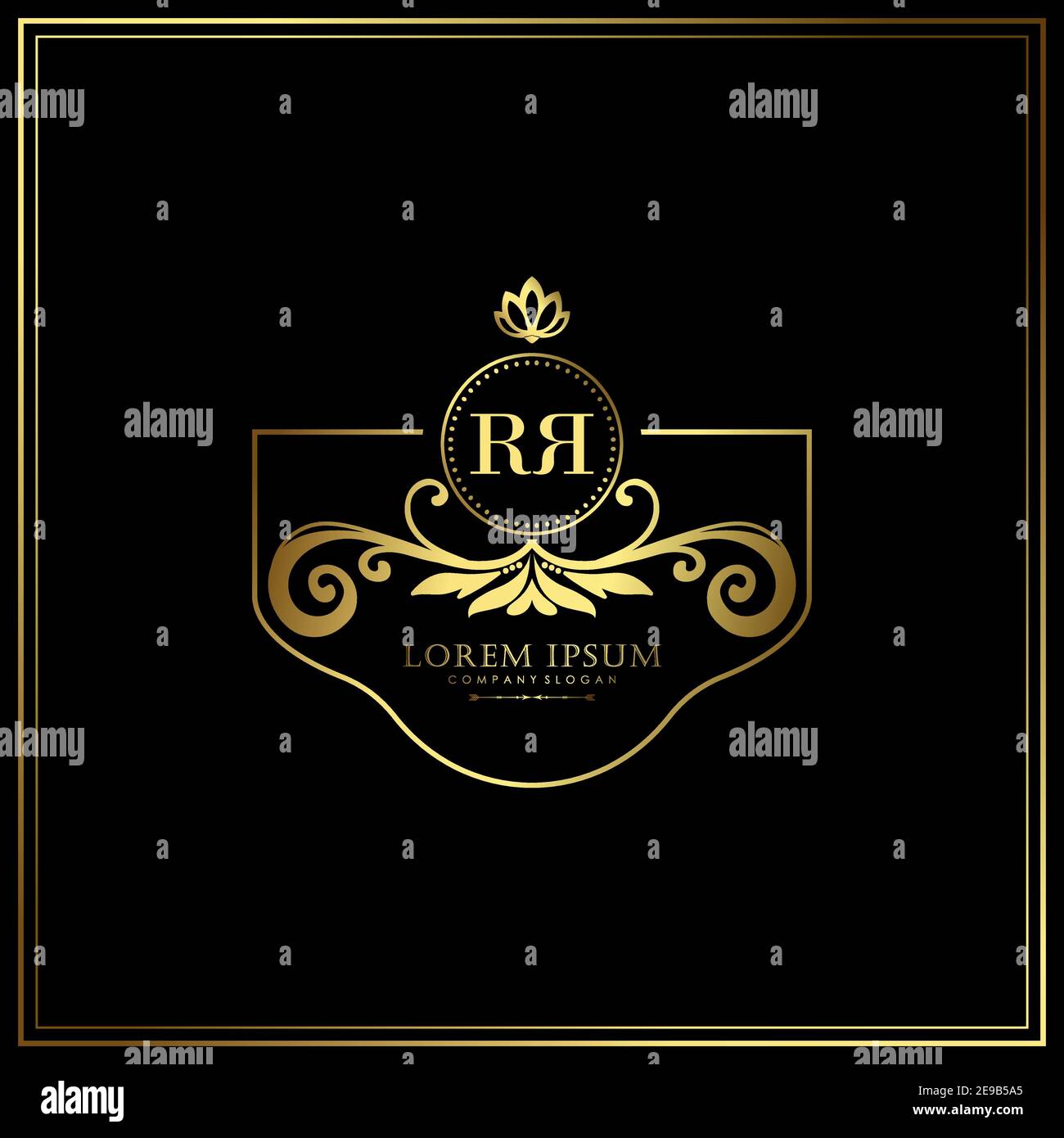 RR Initial Letter Luxury Logo template in Vector per Ristorante, Royalty, Boutique, Cafe, Hotel, Araldico, Gioielli, Moda e altri illustrat vettoriali Illustrazione Vettoriale