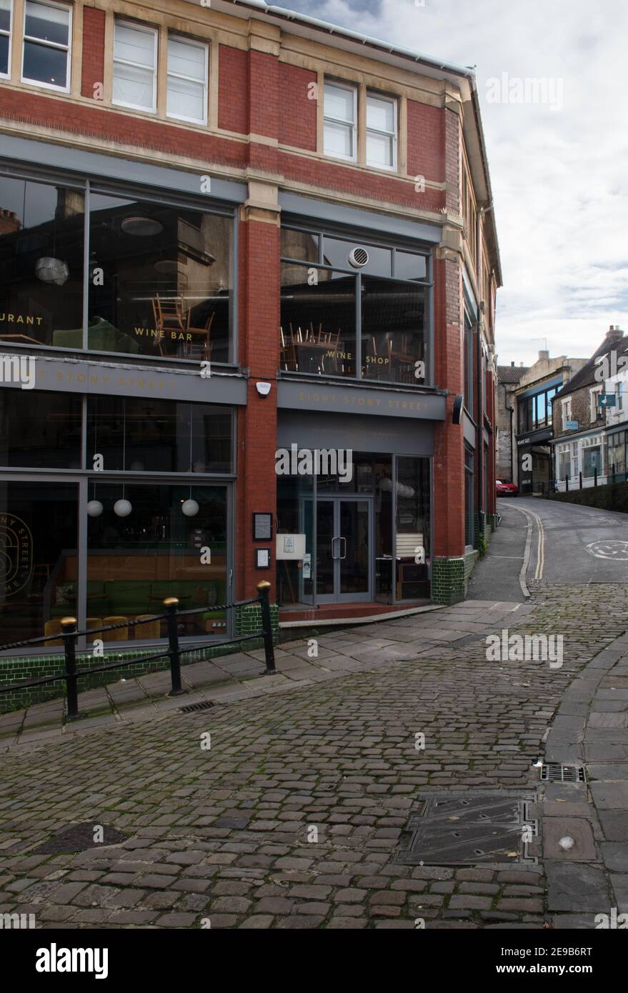 L'angolo di Palmer Street e Stoney Street a Frome, Somerset, Inghilterra Foto Stock