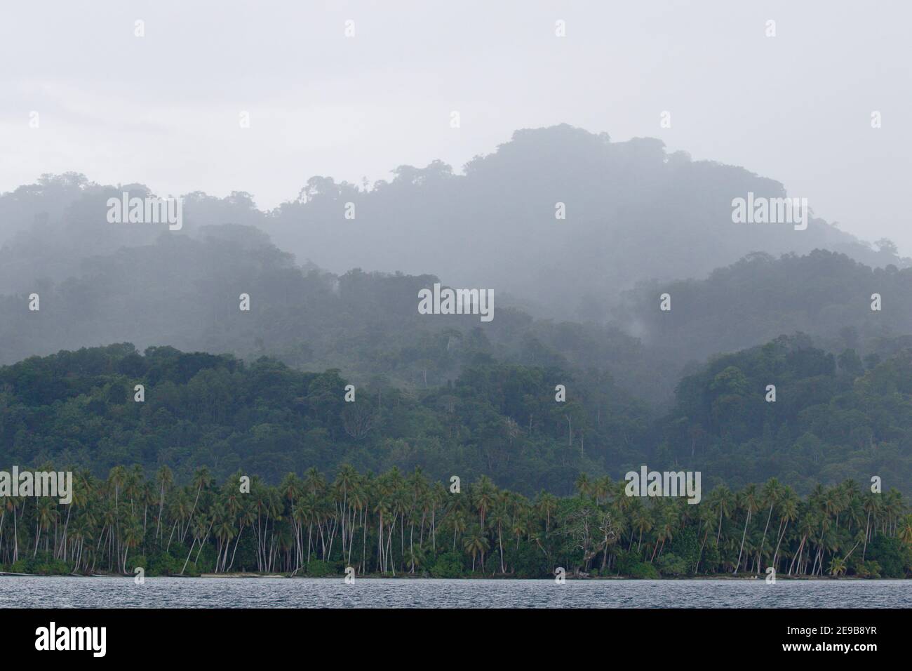 Isola di Kolombangara, vista dallo stretto di Blackett, Solomons 27 gennaio 2017 Foto Stock