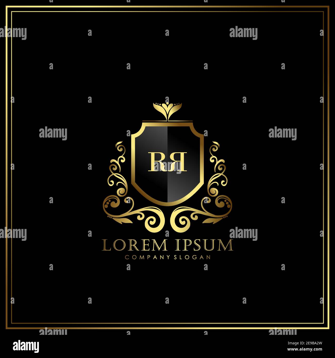 RR Initial Letter Luxury Logo template in Vector per Ristorante, Royalty, Boutique, Cafe, Hotel, Araldico, Gioielli, Moda e altri illustrat vettoriali Illustrazione Vettoriale