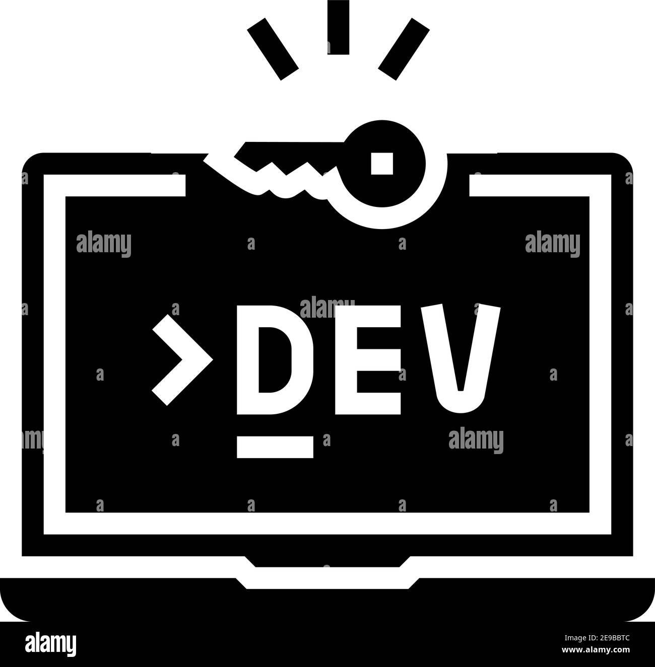 illustrazione vettoriale dell'icona glyph del software del computer di sviluppo Illustrazione Vettoriale