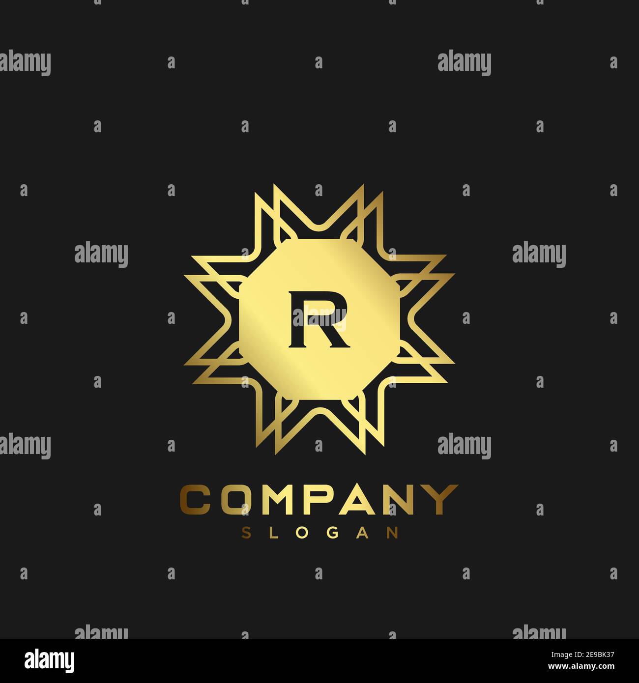 R Logo con lettere iniziali monogramma Premium. Simbolo minimalista con disegno vettoriale. Logotipo di lusso. Illustrazione Vettoriale