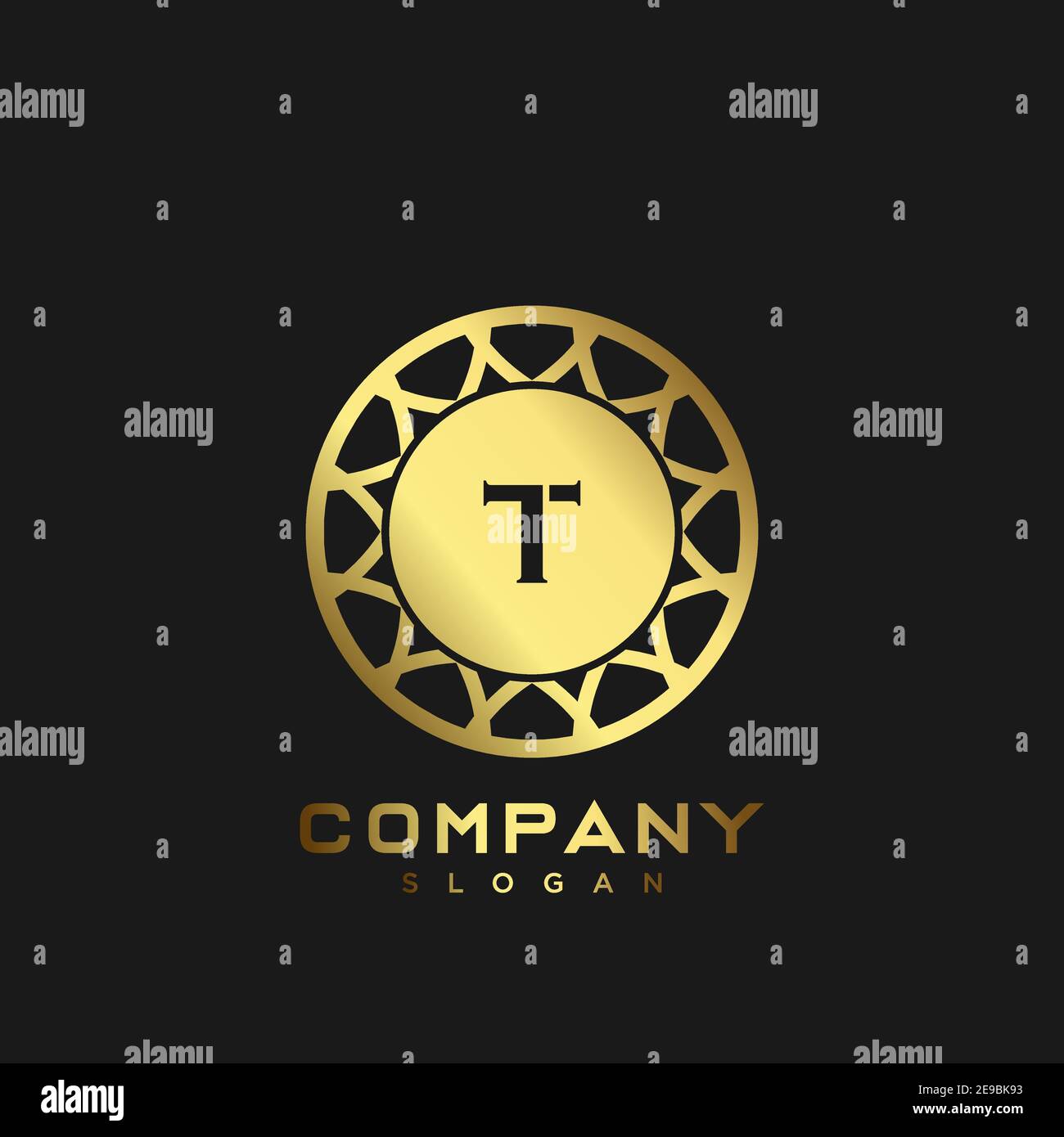 T Logo con lettere iniziali monogramma premium. Disegno vettoriale con icone di simboli minimalisti. Logotipo di lusso. Illustrazione Vettoriale