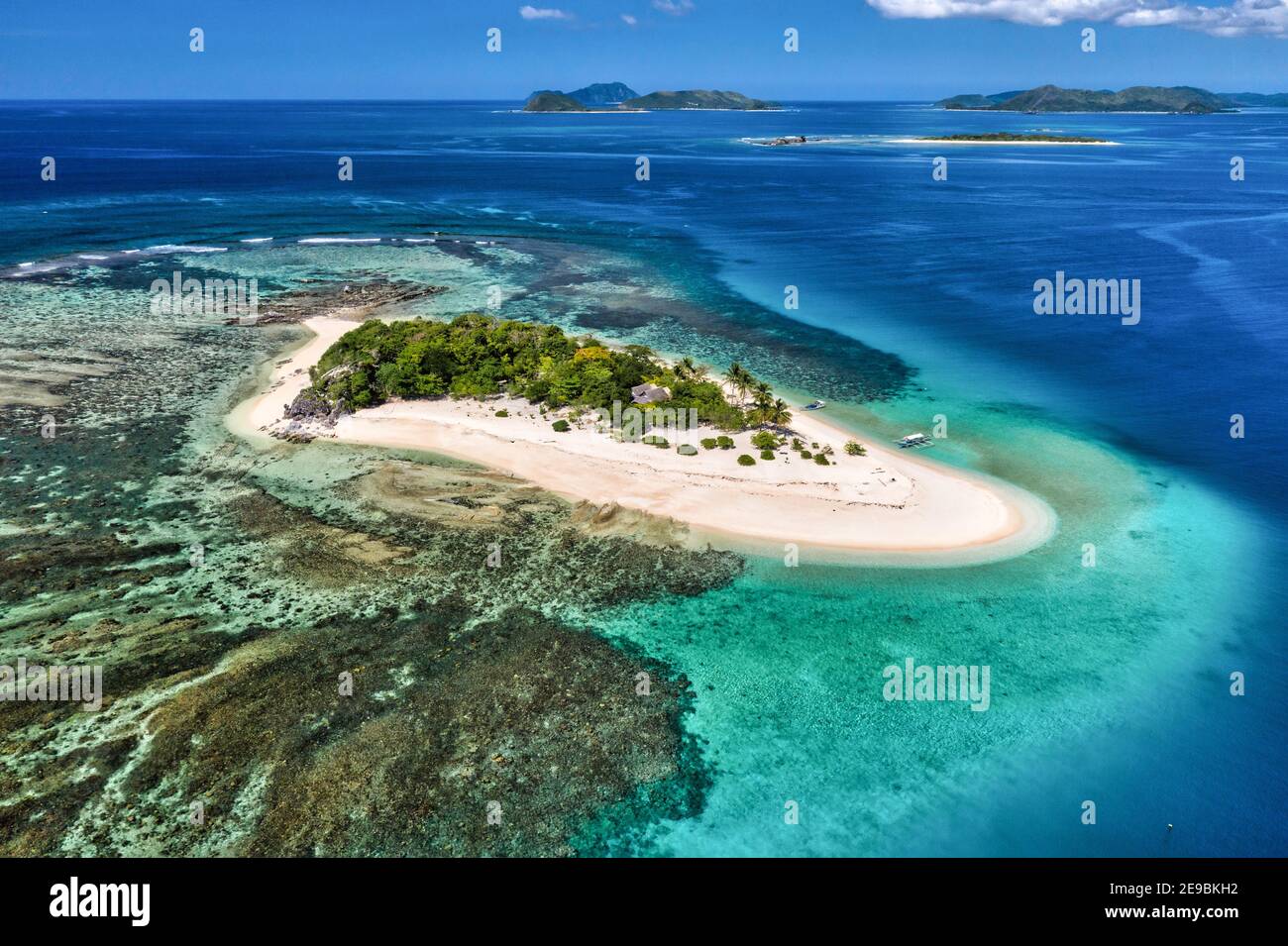 Veduta aerea dell'Isola di North Cay, Coron, Filippine Foto Stock