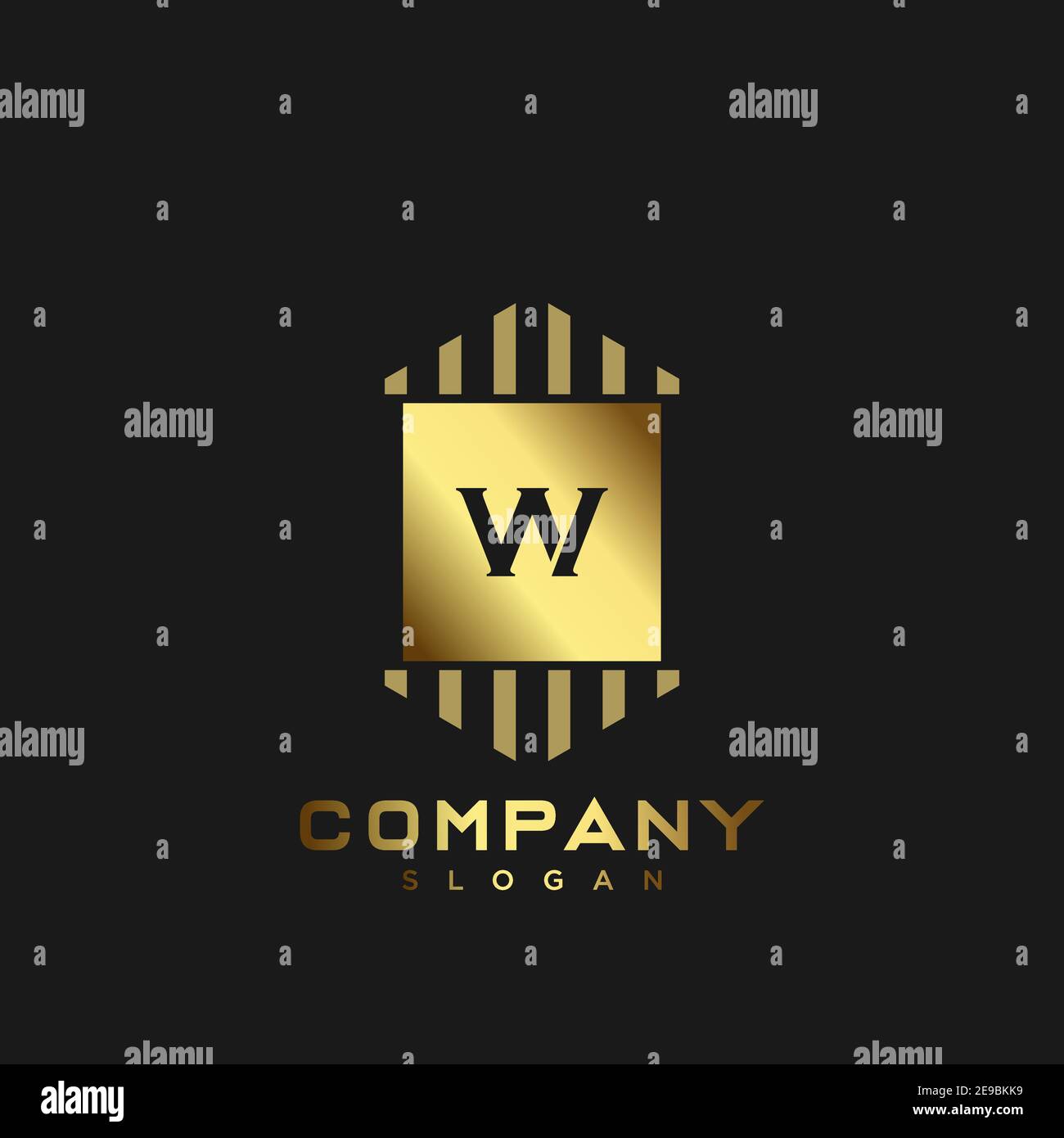 W Logo con lettere iniziali monogramma Premium. Disegno vettoriale con icone di simboli minimalisti. Logotipo di lusso. Illustrazione Vettoriale