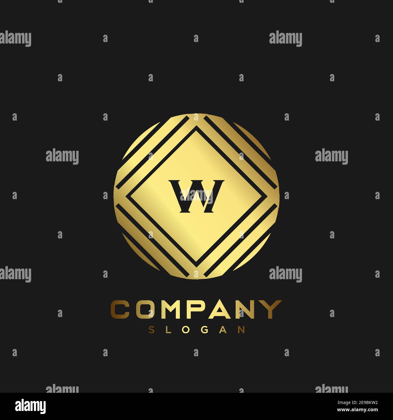 W Logo con lettere iniziali monogramma Premium. Disegno vettoriale con icone di simboli minimalisti. Logotipo di lusso. Illustrazione Vettoriale