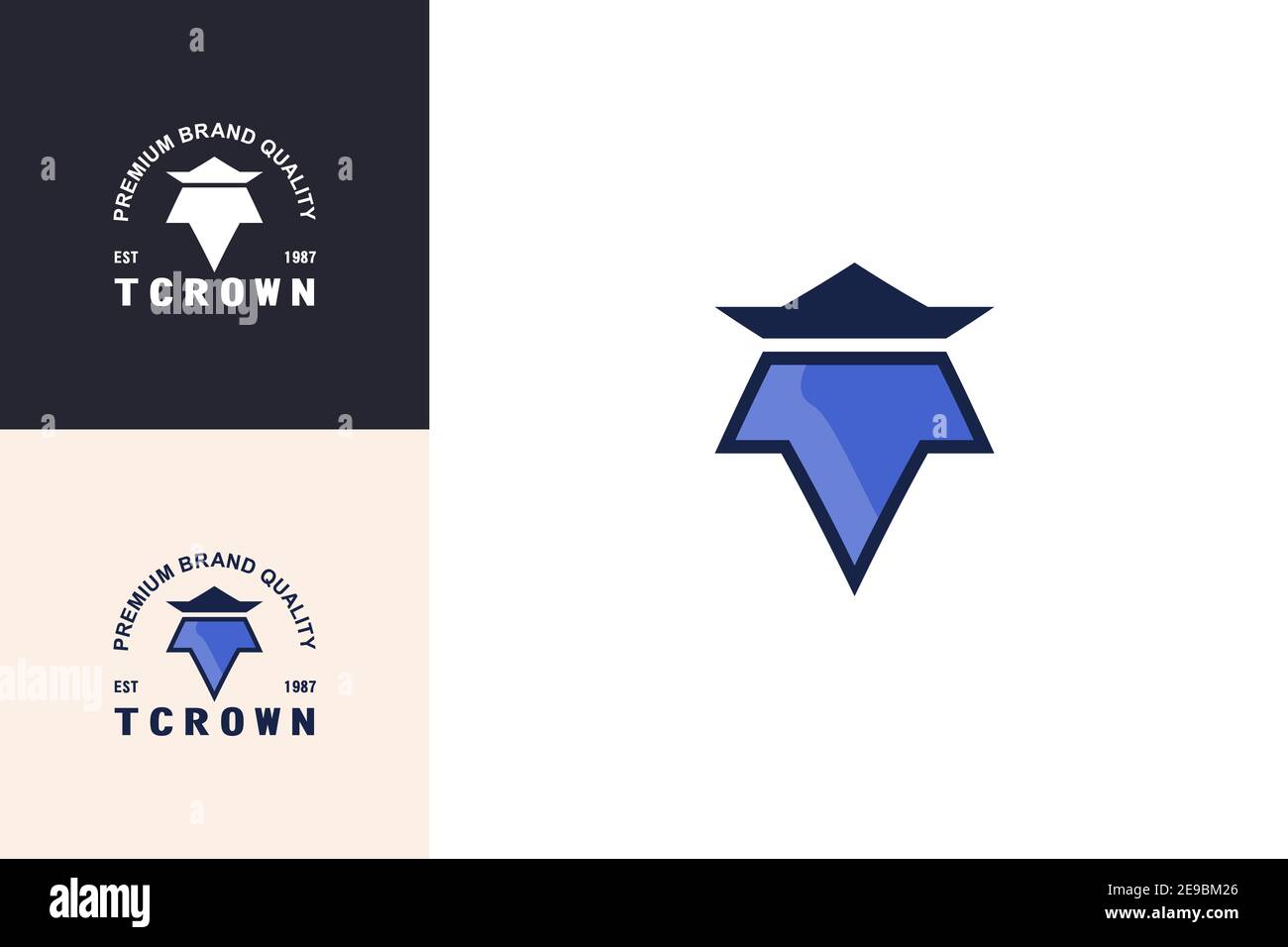 Letter T con design con logo Crown, creativa semplice, elegante e moderna identità di marca. Illustrazione Vettoriale