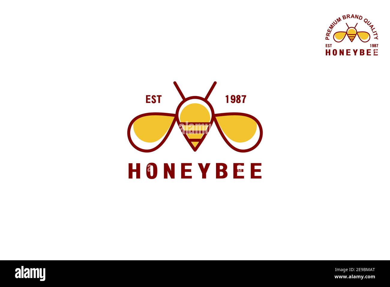 Logo d'ape vintage in linea art design concetto, moderno ed elegante marchio identità. Illustrazione Vettoriale