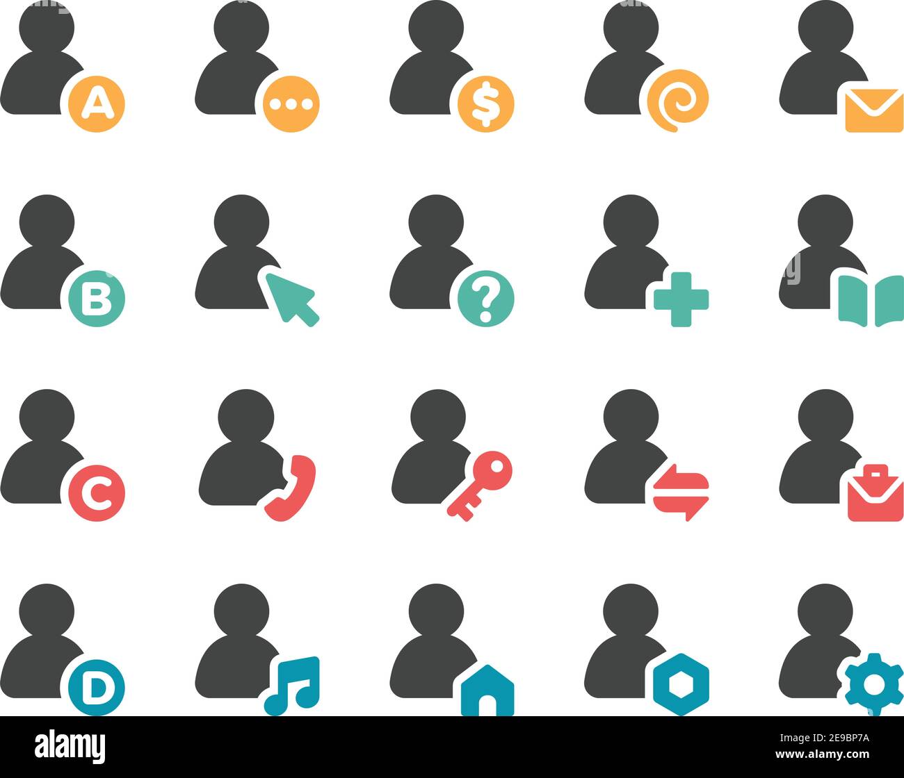 insieme di icone persona e utente, vettore e illustrazione Illustrazione Vettoriale