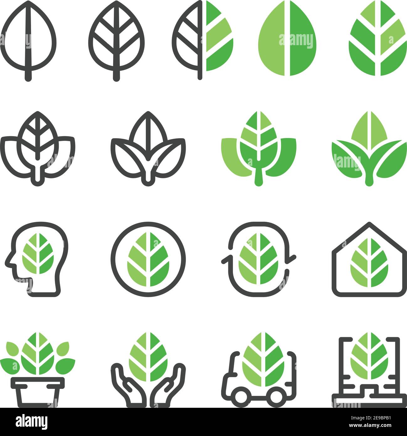 set di icone green leaf e eco concept, vettore e illustrazione Illustrazione Vettoriale