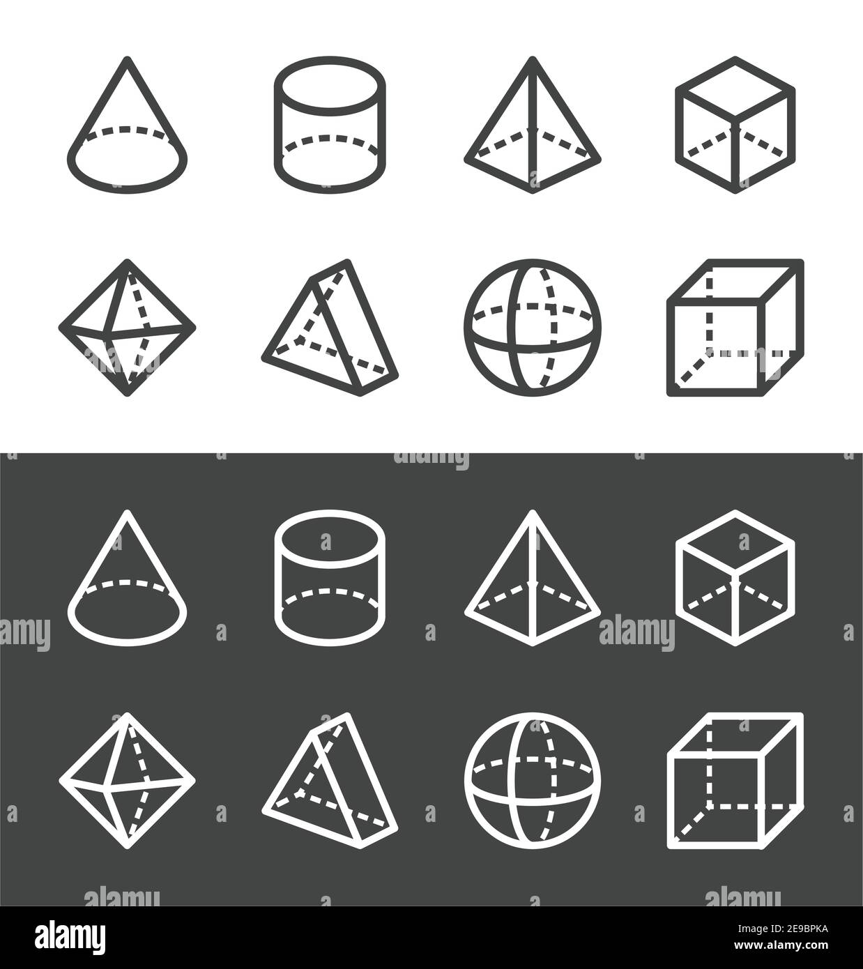 forme geometriche isometriche trasparenti icona linea sottile, vettore e illustrazione Illustrazione Vettoriale