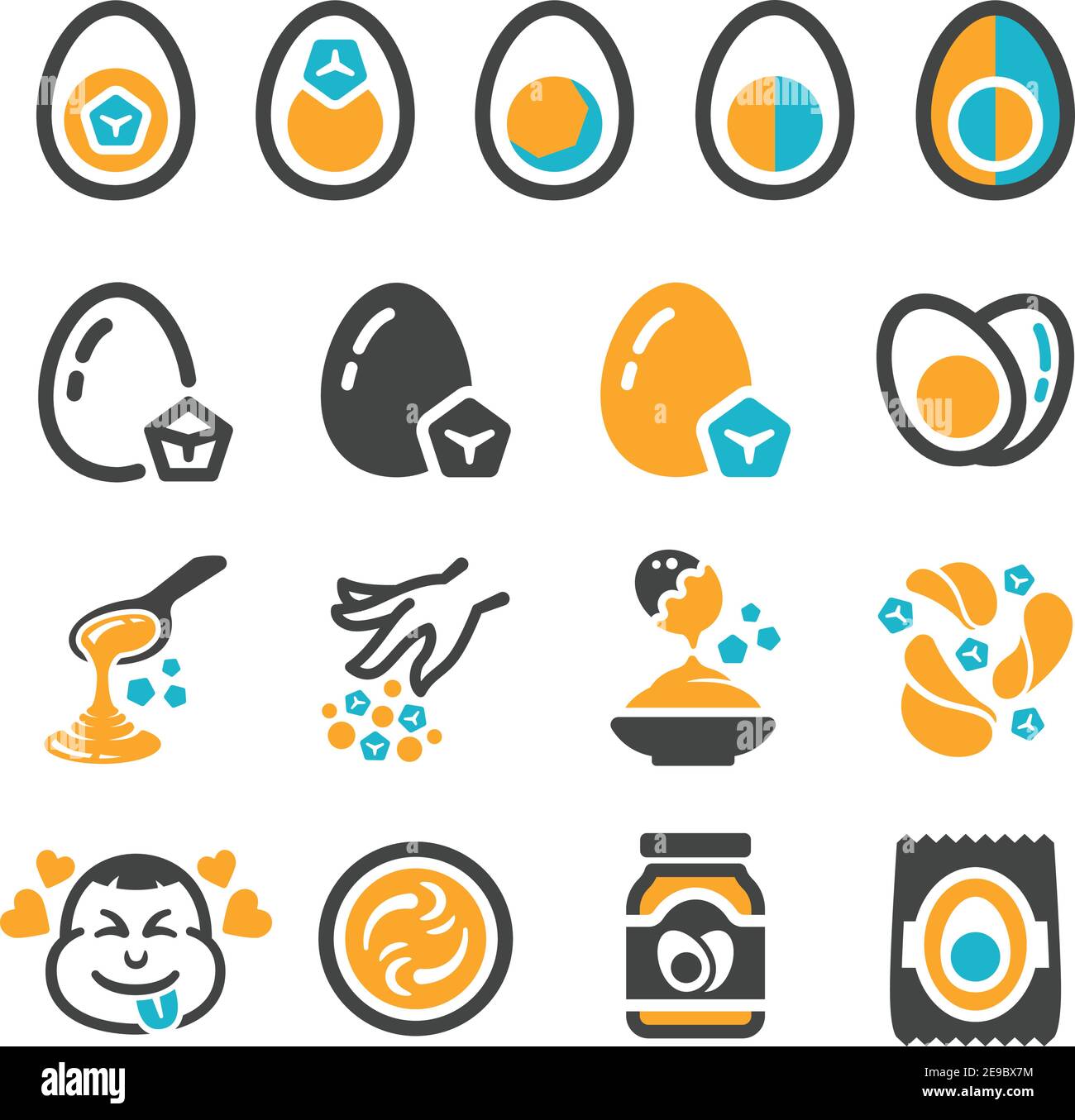 insieme di icone di uovo salato, vettore e illustrazione Illustrazione Vettoriale
