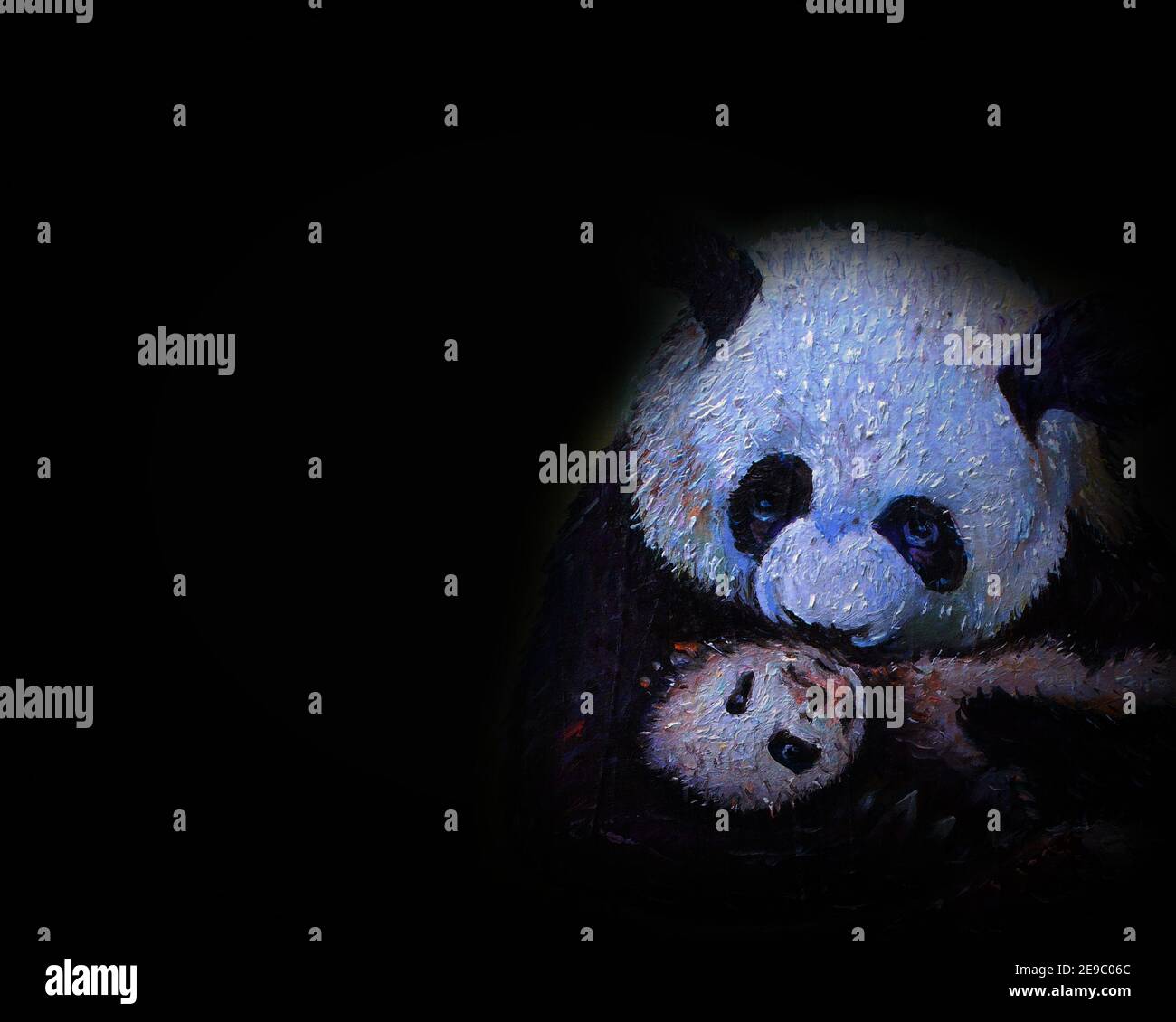 dipinti a mano capolavori originali dell'impressionismo pittura a olio animale panda orso Foto Stock