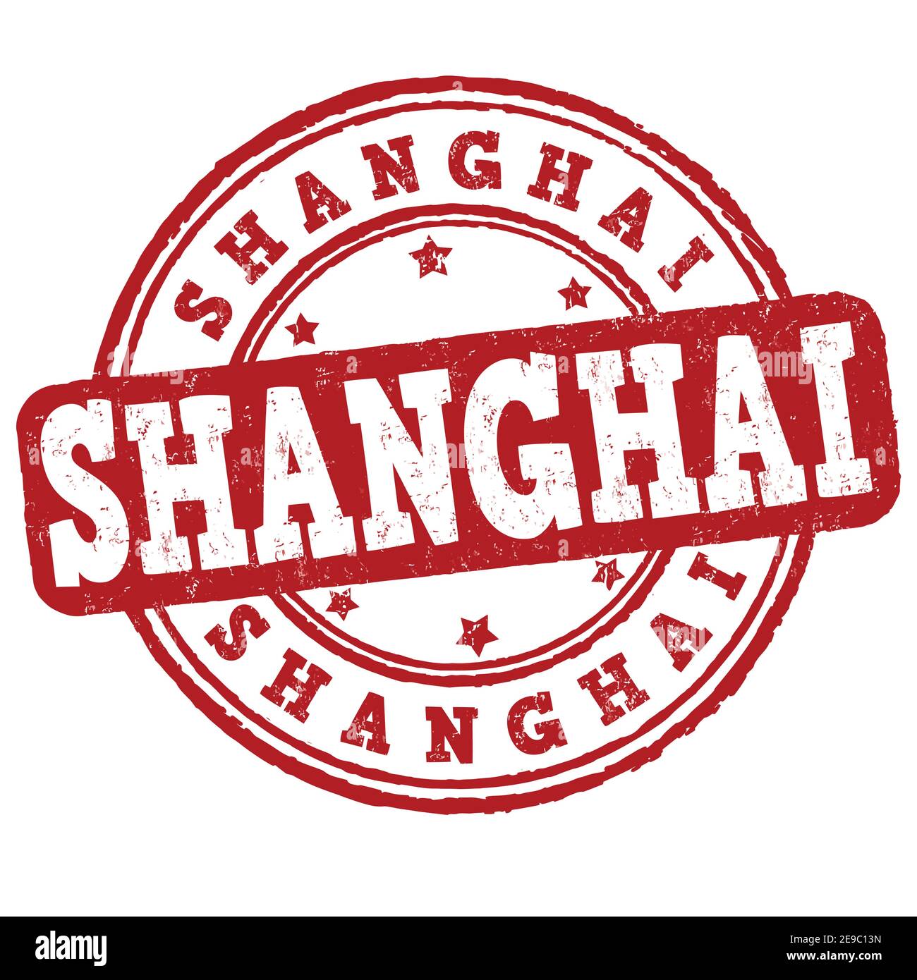 Stampigliatura in gomma Shanghai su sfondo bianco, illustrazione vettoriale Illustrazione Vettoriale
