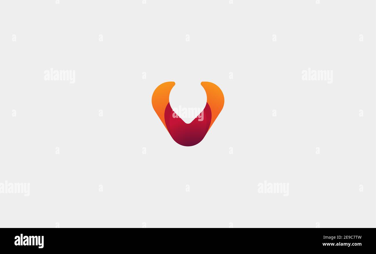 Letter V Horn vettore di disegno minimo del logo Foto Stock