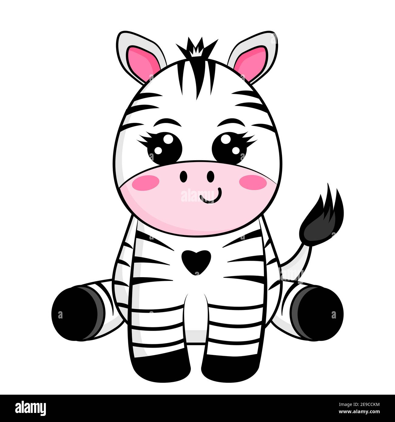 Carino zebra cartoon. Illustrazione vettoriale su sfondo bianco Illustrazione Vettoriale
