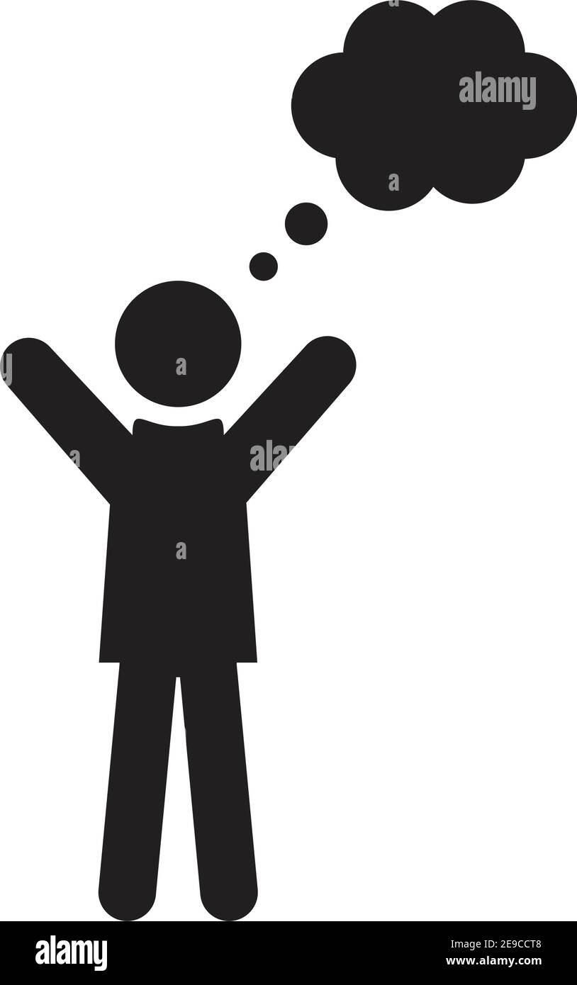 Think bubble icona vettore uomo persona profilo avatar con bolla simbolo per idea e informazioni in pittogramma di glifo a colori piatti illustrazione Illustrazione Vettoriale