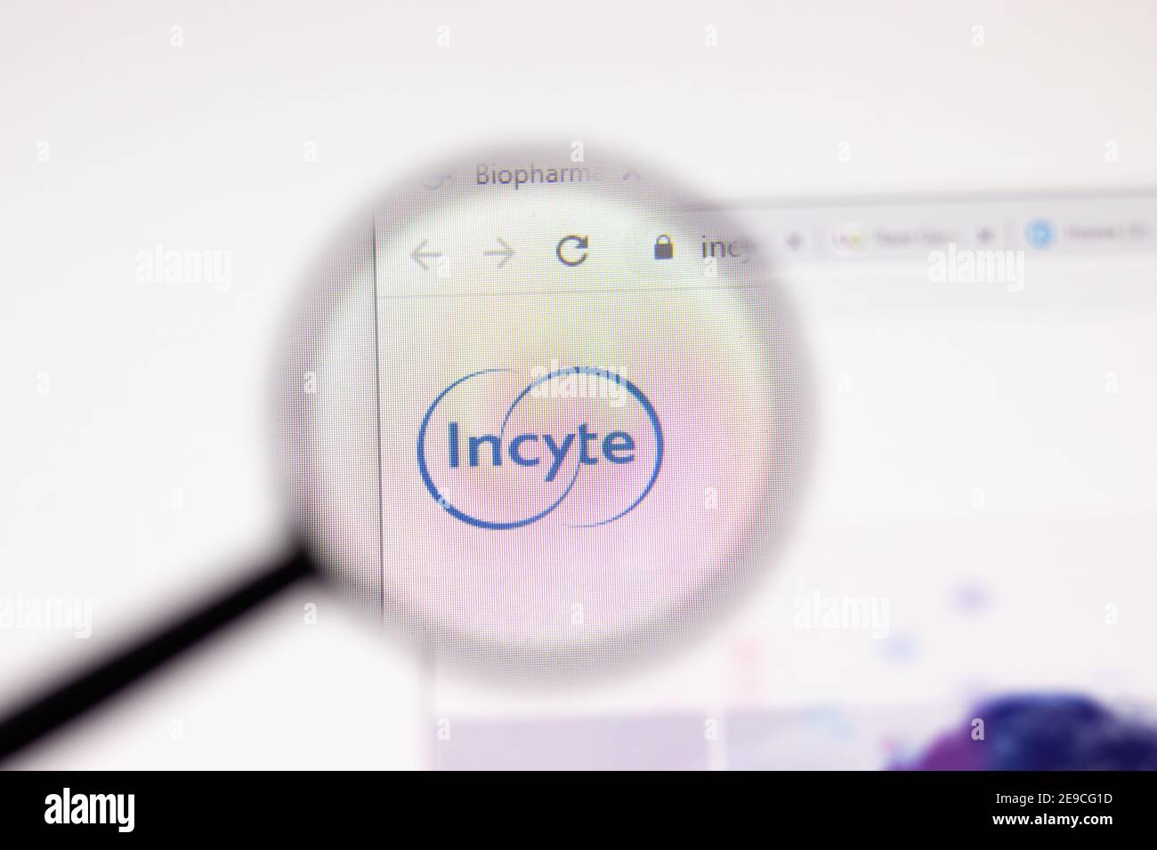 Los Angeles, Stati Uniti d'America - 1 Febbraio 2021: Pagina web di Incyte Corporation. Incyte.com logo sullo schermo, editoriale illustrativo Foto Stock
