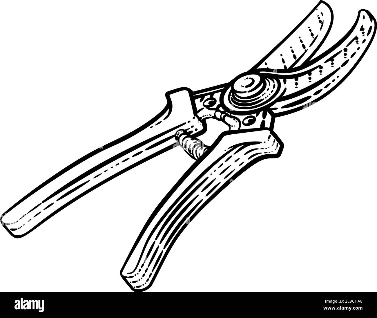 Secateurs potatore da giardino attrezzo per giardinaggio Woodcut Illustrazione Vettoriale