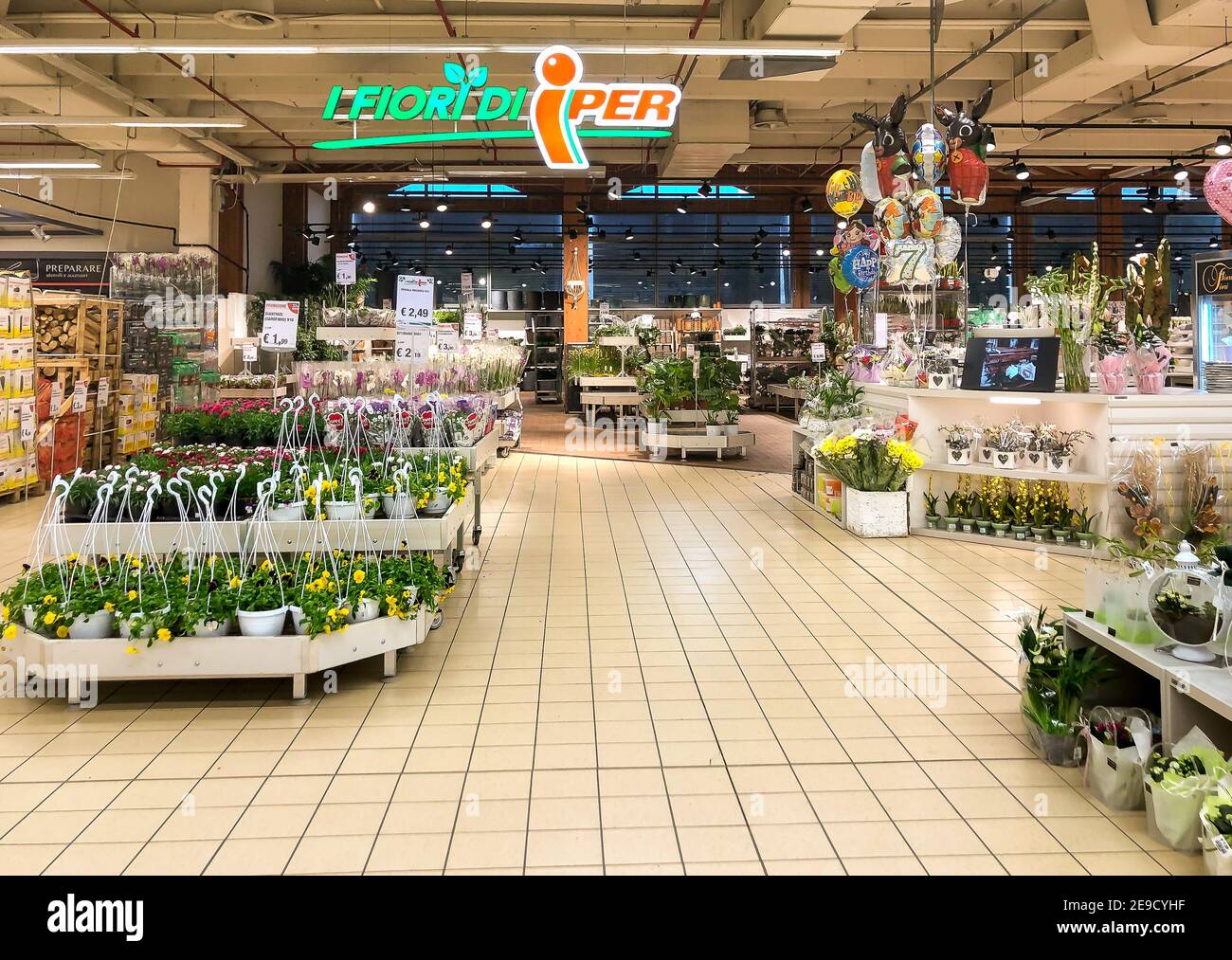 Varese, Lombardia, Italia - 3 febbraio 2021: Reparto giardinaggio  all'interno dell'IPER dell'ipermercato varese, all'interno del centro  commerciale, Varese, IT Foto stock - Alamy