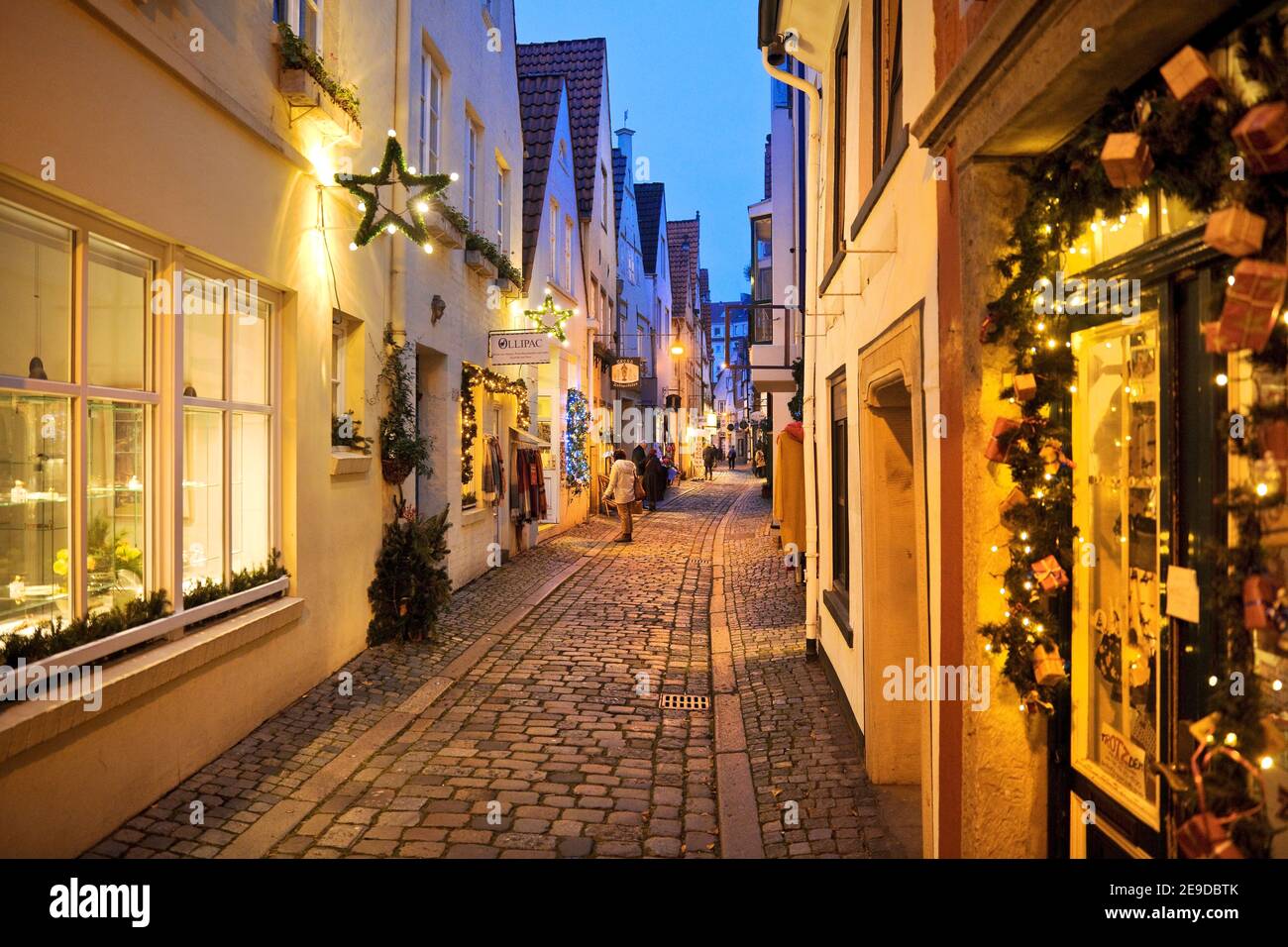 Schnoor, quartiere nel centro medievale di Brema a yule Tide, Germania, Brema Foto Stock
