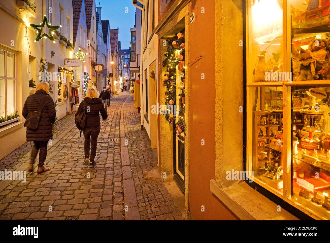 Schnoor, quartiere nel centro medievale di Brema a yule Tide, Germania, Brema Foto Stock