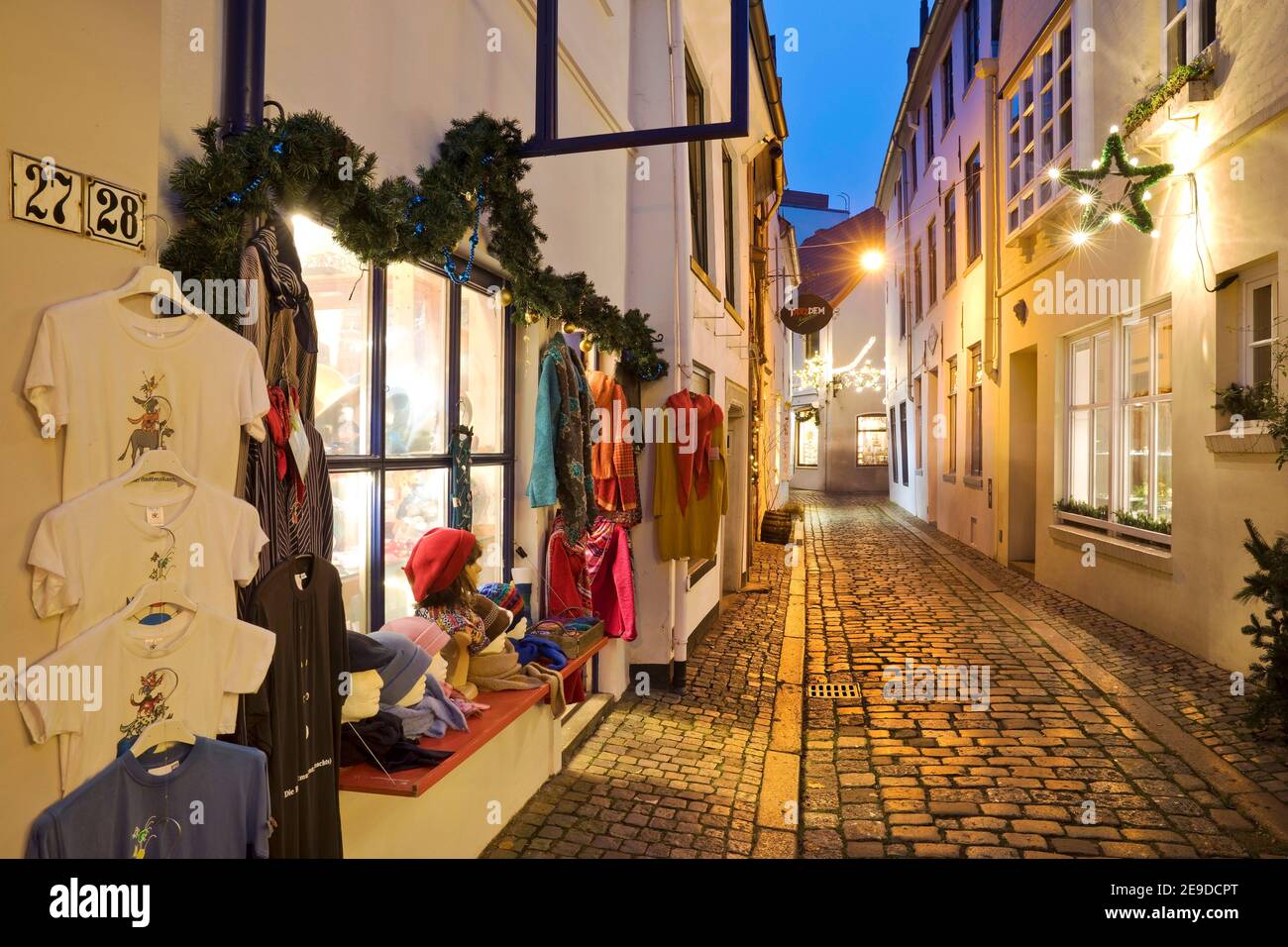 Schnoor, quartiere nel centro medievale di Brema a yule Tide, Germania, Brema Foto Stock