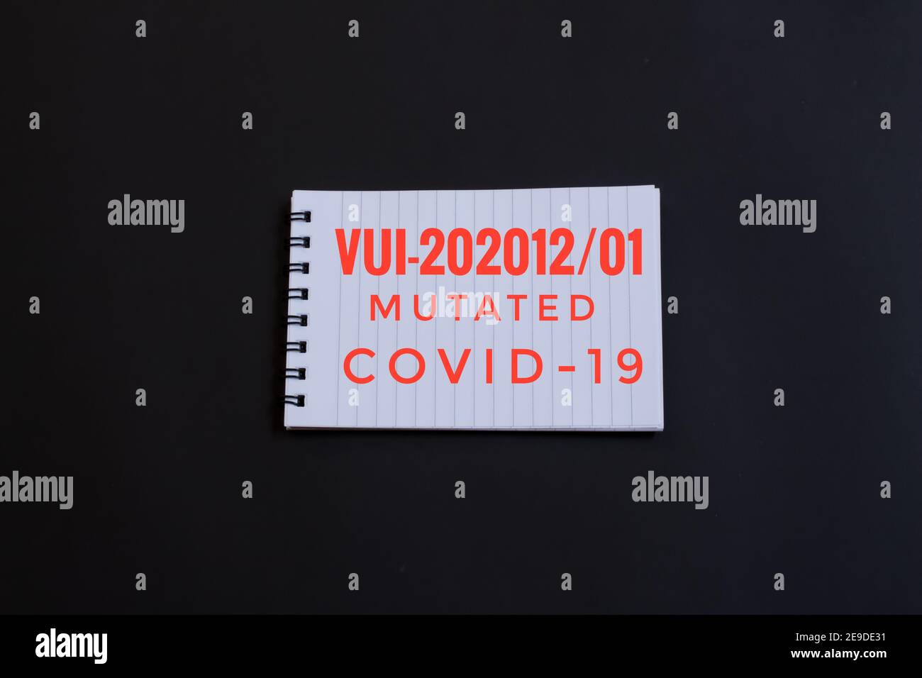 SARS-COV-2 VUI-202012 01 nuovo concetto di mutazione. Covid-19 nuove varianti. Foto Stock