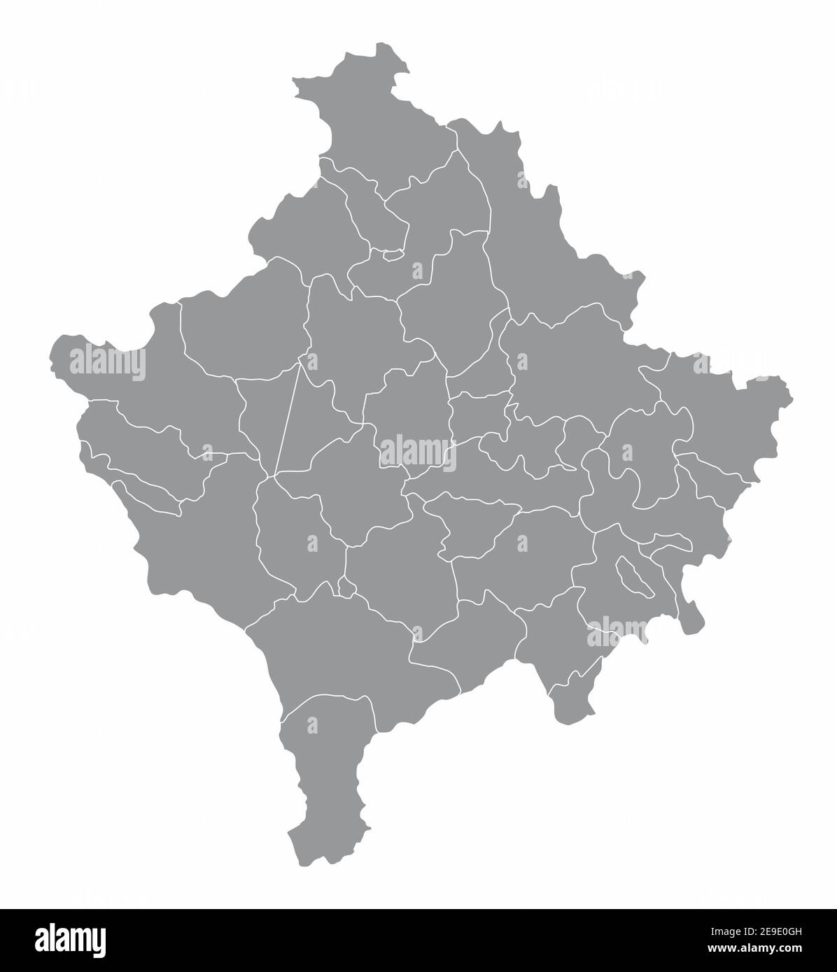 La carta isolata del Kosovo divisa in aree amministrative Illustrazione Vettoriale
