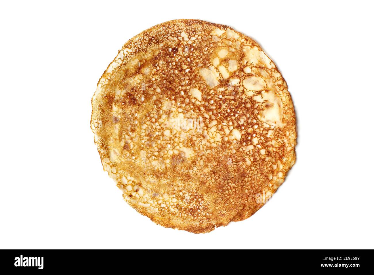 Pancake rotondo su sfondo bianco Foto Stock