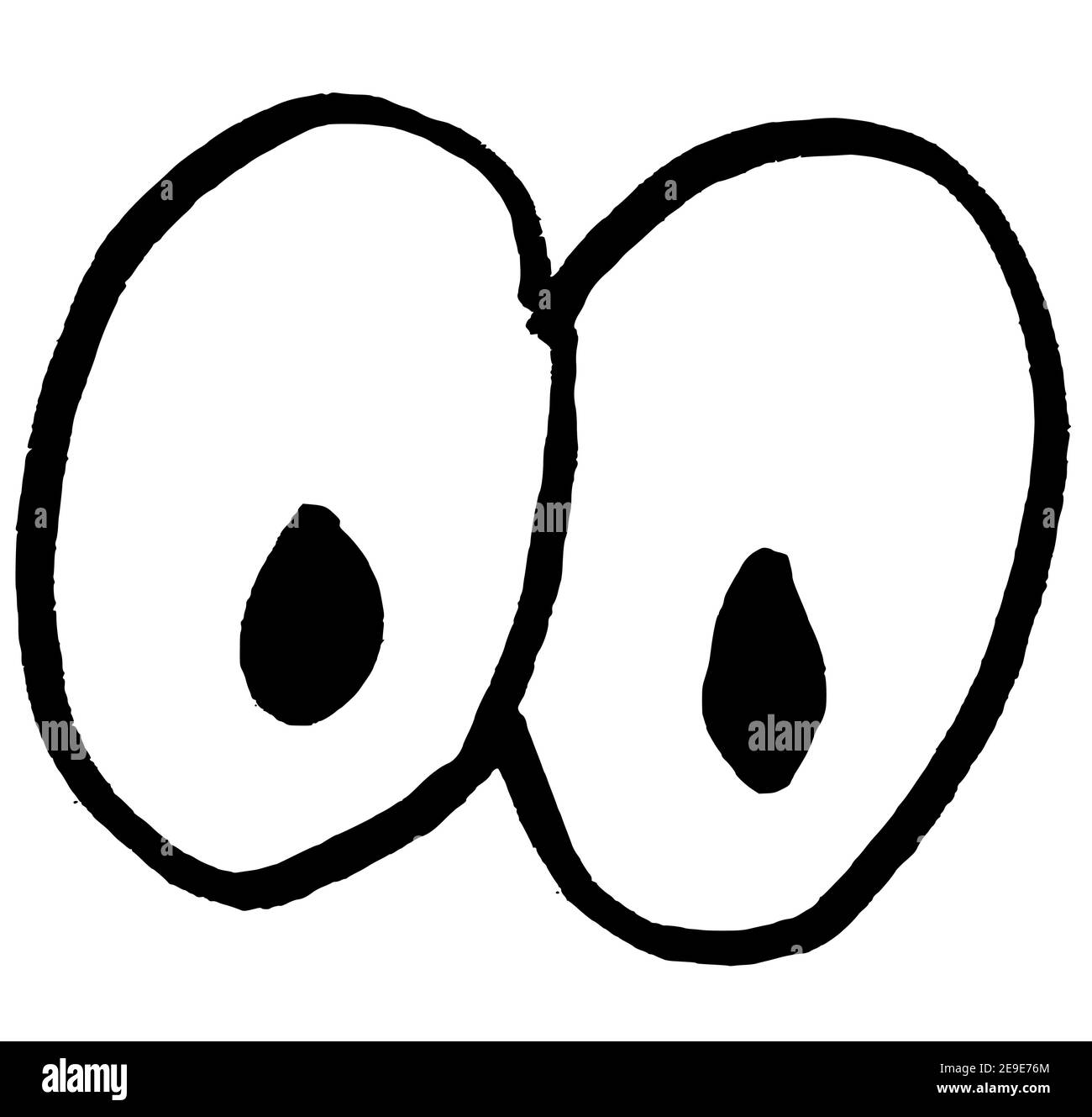 Il vettore disegnato a mano occhi tipo di cartone animato guardando a lato Foto Stock