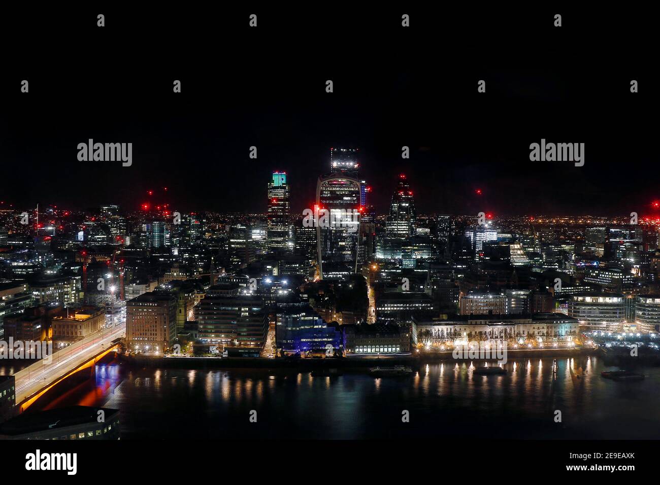 Vista sullo skyline di Londra, quartiere finanziario Foto Stock