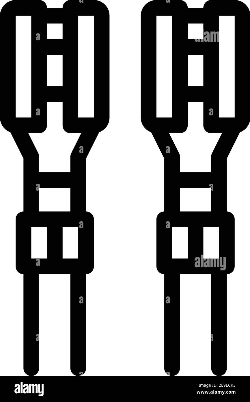 cavi elettrici con contatti icona nera illustrazione vettoriale Illustrazione Vettoriale