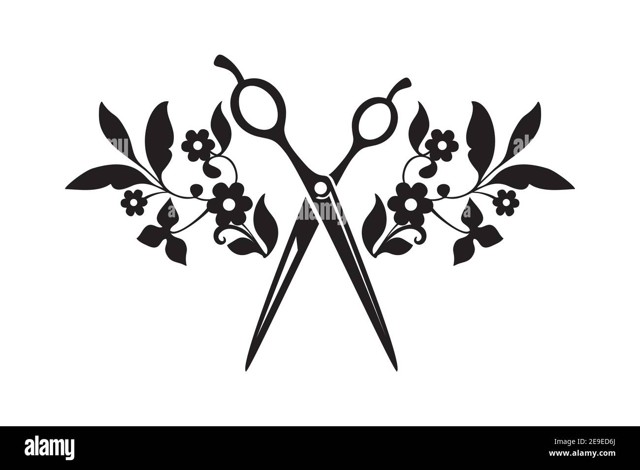 Parrucchiere, logo di salone di bellezza. Forbici segno illustrazione  vettoriale Immagine e Vettoriale - Alamy