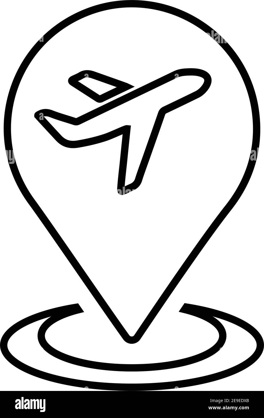 Posizione dell'aeroporto, icona della mappa dell'atterraggio aereo. Bel disegno e vettore completamente editabile per uso commerciale, file stampati e presentazioni, ma promozionale Illustrazione Vettoriale