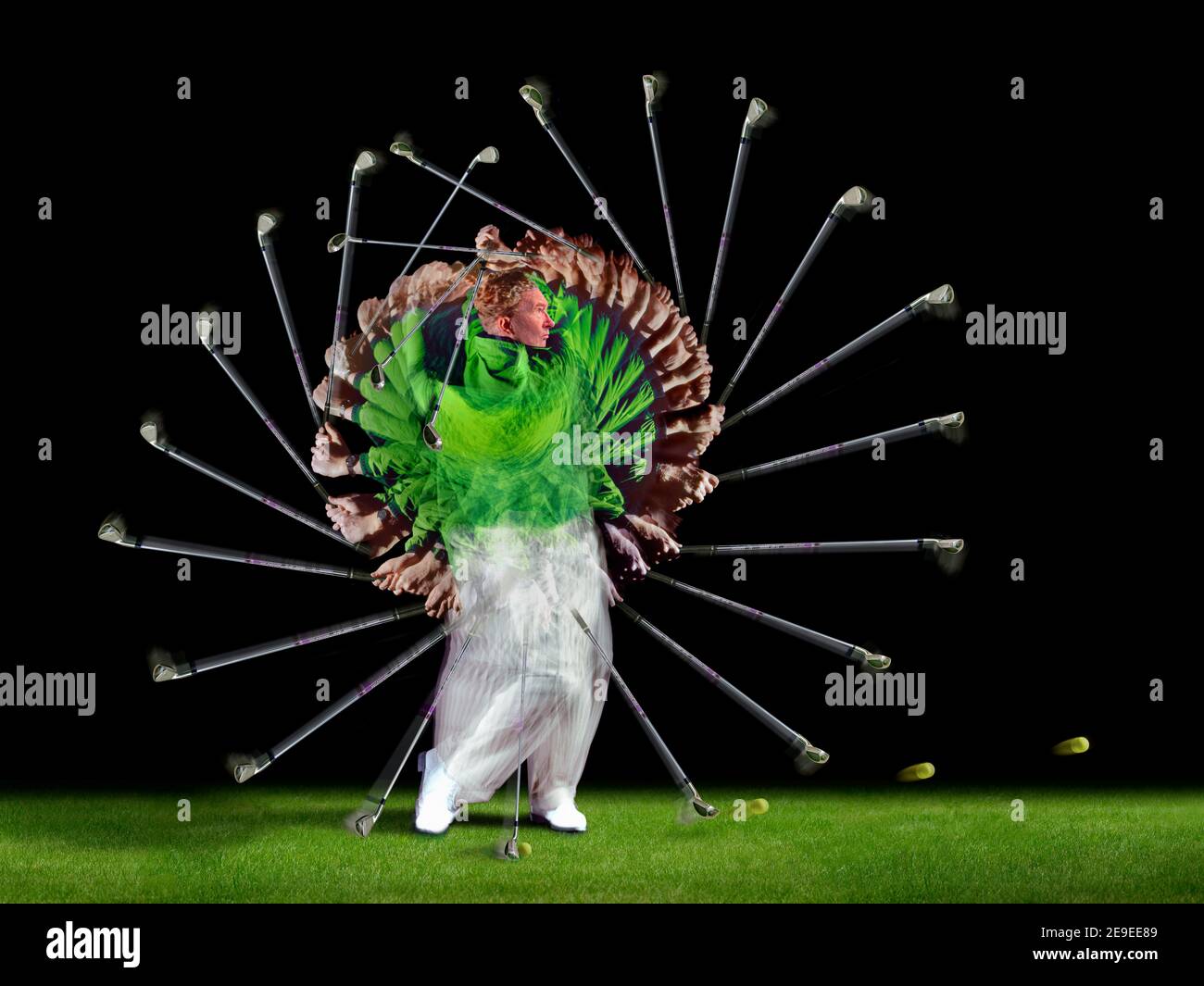 Swing stroboscopico di golf. Foto Stock