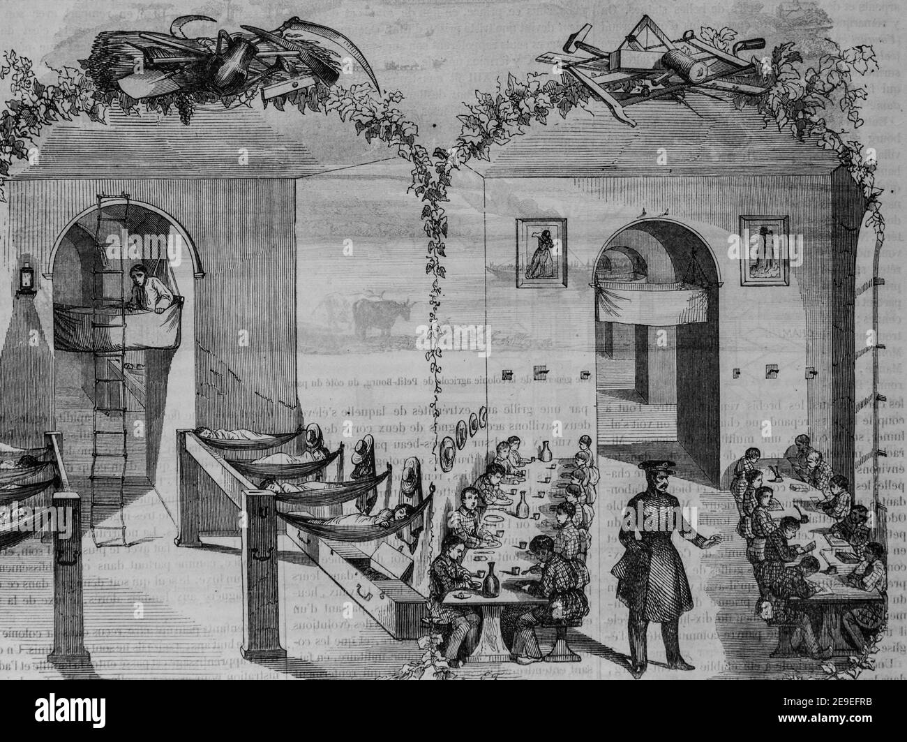 colonie agricole de petit bourg, tableau de paris par edmond texier, editeur paulin et le chavalier 1853 Foto Stock