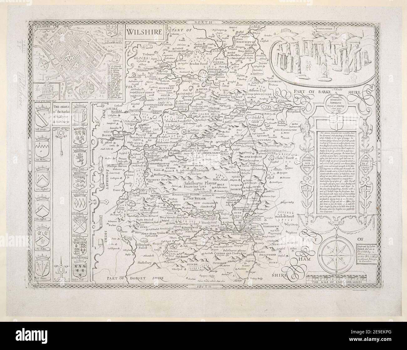 WILTSHIRE Author Speed, John 43.28. Luogo di pubblicazione: London Editore: Henry Overton, Data di pubblicazione: [1743.] Tipo di articolo: 1 mappa dimensioni: 37 x 49 cm ex proprietario: Giorgio III, Re di Gran Bretagna, 1738-1820 Foto Stock