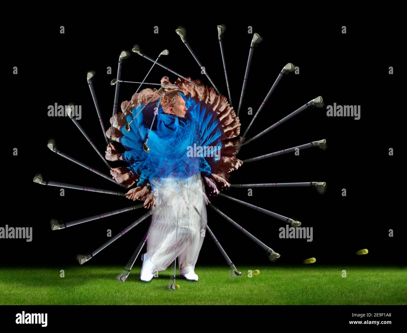 Swing stroboscopico di golf. Foto Stock