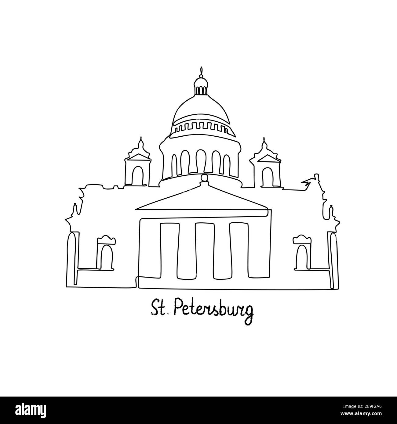 Una linea di illustrazione vettoriale della Cattedrale di Sant'Isacco Illustrazione Vettoriale