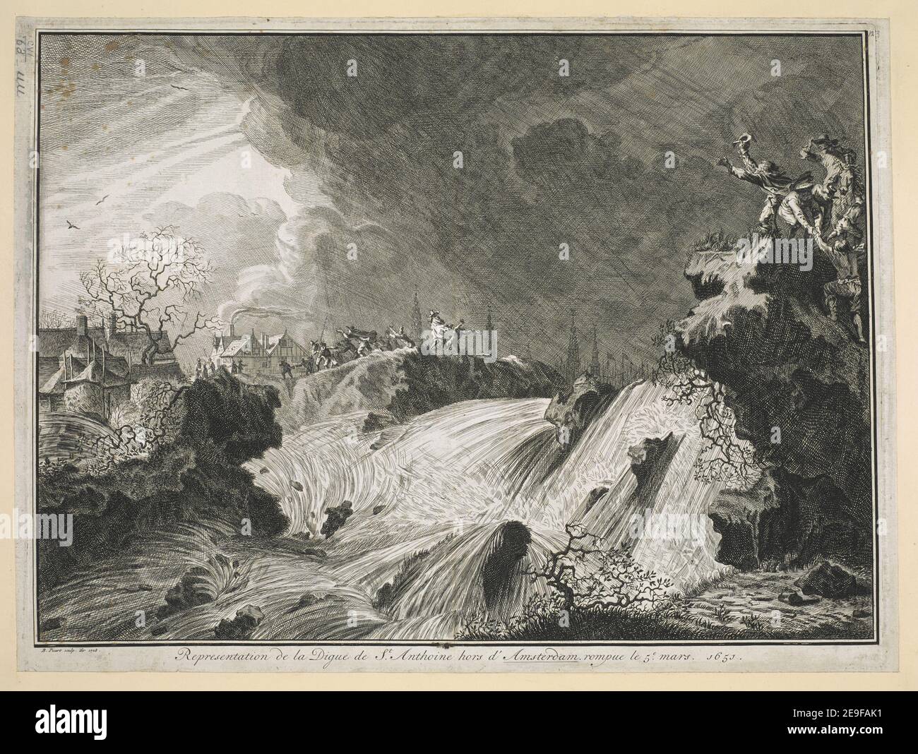 Representation de la Digue de St. Anthoine hors d'Amsterdam rompue le 5.e Mars 1651. Autore Picart, Bernard 106.63.uu. Luogo di pubblicazione: [Amsterdam] Editore: [Editore non identificato] Data di pubblicazione: 1728. Tipo articolo: 1 stampa mezzo: Incisione e incisione dimensioni: Platemark 27 x 35.7 cm, su foglio 27.5 x 36.7 cm ex proprietario: Giorgio III, Re di Gran Bretagna, 1738-1820 Foto Stock