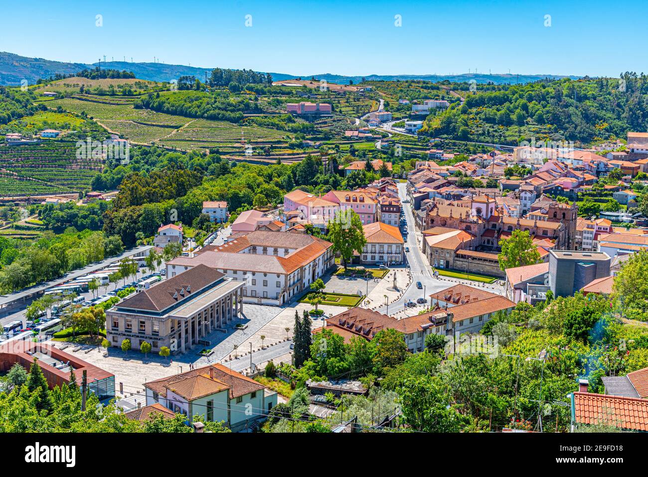 Vista aerea del centro della città di Lamego in Portogallo Foto Stock