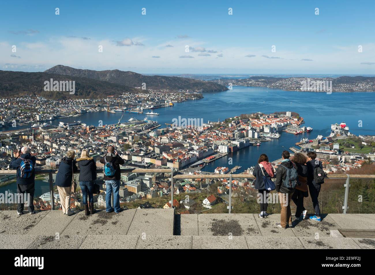 La vista di Bergen dal Monte Fløyen, Norvegia. Foto Stock