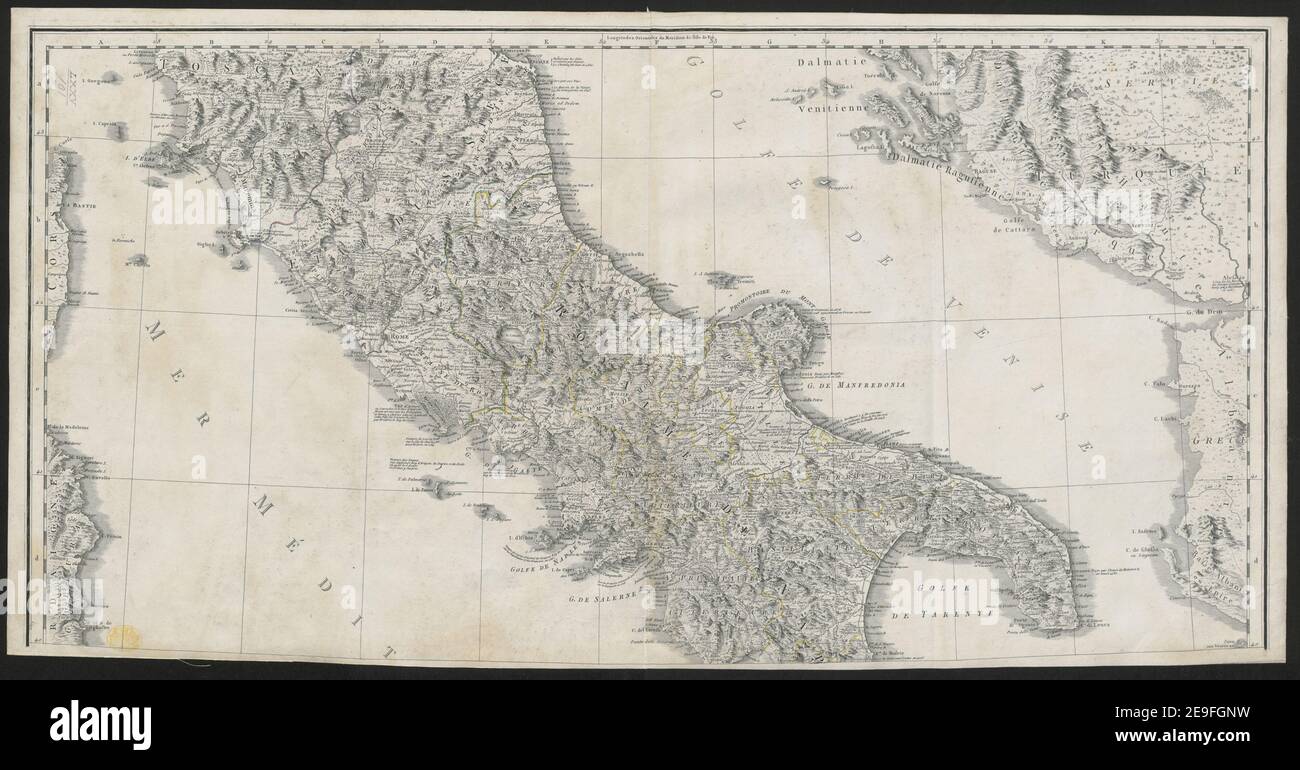 TOSCANE, ETATS DU ST. ASSEDIO ROYAUMES DE NAPLES ET DE SICILE. Dre√üeÃÅe par Ordre du ROI pour l'Education de MONSEIGNEUR DAUPHIN. Autore Laborde, Jean-Joseph 75.101. Luogo di pubblicazione: A Paris Editore: chez Didot fils aineÃÅ et Jombert cadet, Libraires, rue Dauphine. Et chez Perrier, Dessinateur, Graveur, en Geographie et Topographie, rue des FosseÃÅs S. Germain l'Auxerrais, preÃÄs l'ancienne poste aux Chevaux, Mon. Du Patissier, n. 47. Data di pubblicazione: [1786] tipo di articolo: 1 mappa mezzo: Incisione a mano su due fogli congiunti dimensioni Foto Stock
