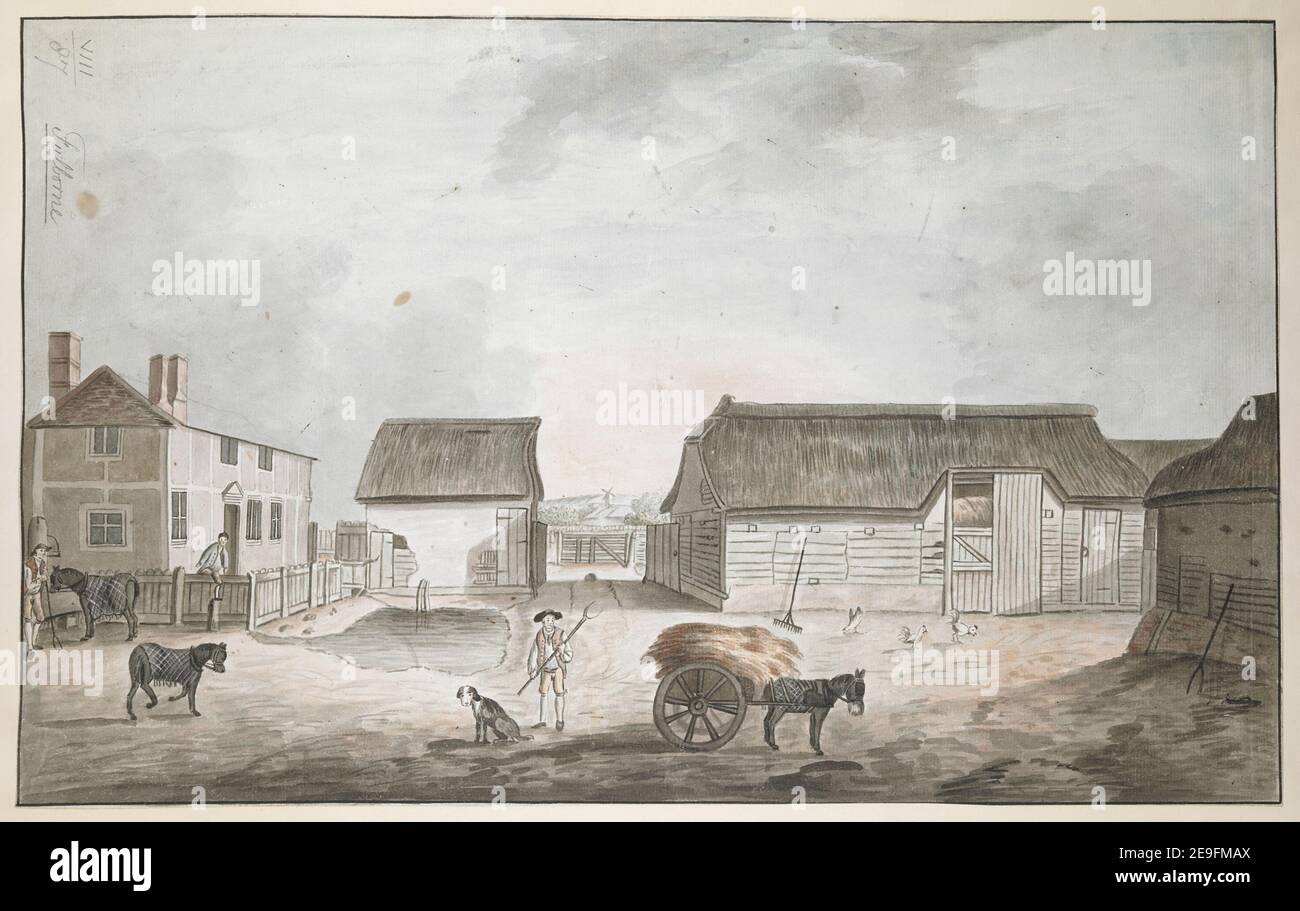 Fulbourne vicino a Cambridge. Autore Gardner, Richard 8.87. Data di pubblicazione: [Circa 1770-1790] tipo di articolo: 1 disegno mezzo: Penna e inchiostro nero con acquerello dimensioni: Foglio 28.4 x 45.5 cm ex proprietario: George III, Re di Gran Bretagna, 1738-1820 Foto Stock