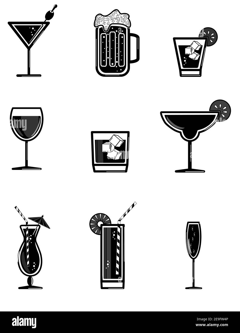 Ristorante e bar immagine vettoriale di bevande alcoliche. Illustrazione Vettoriale