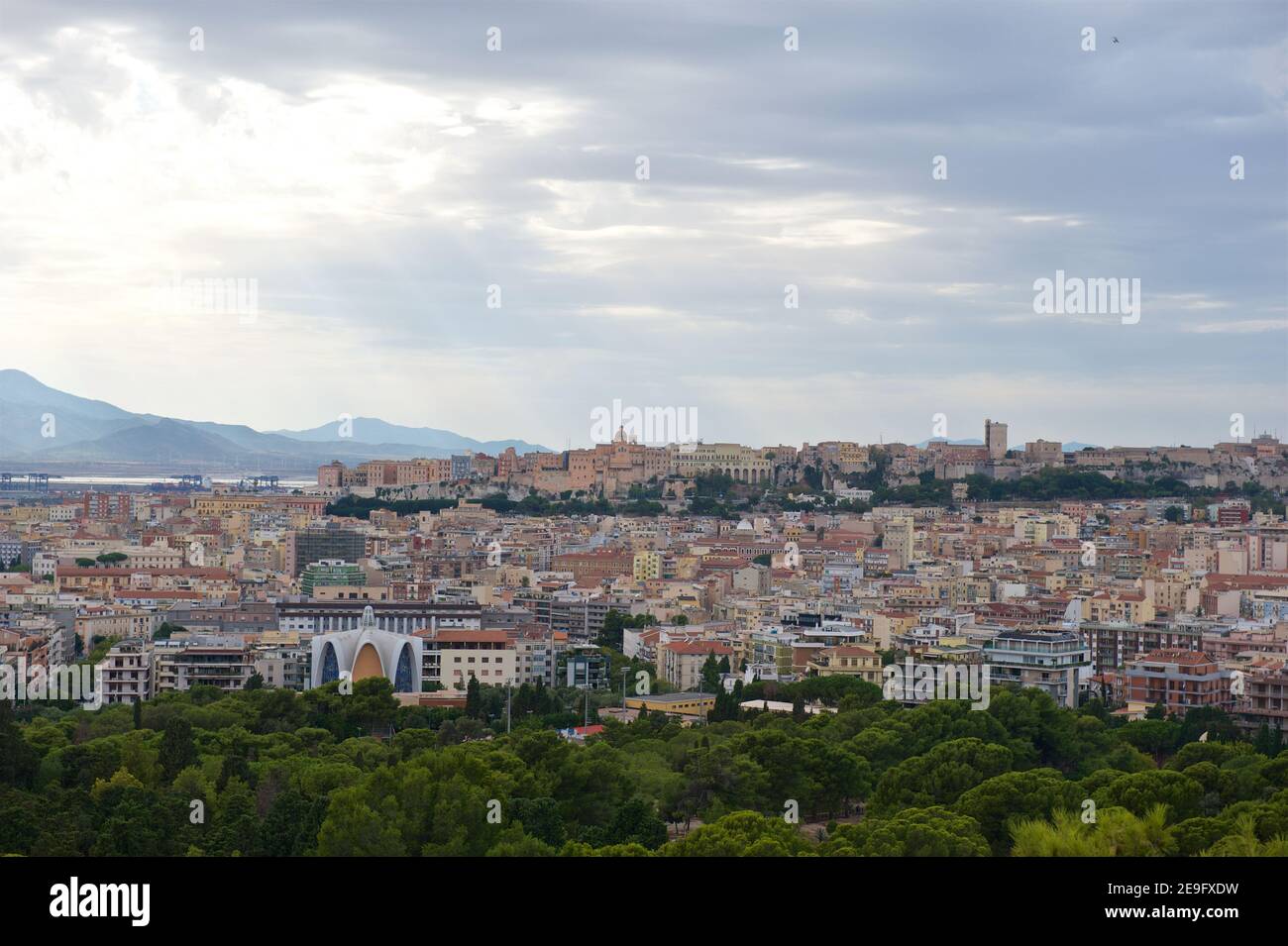 Vista panoramica di Cagliari, Sardegna Foto Stock
