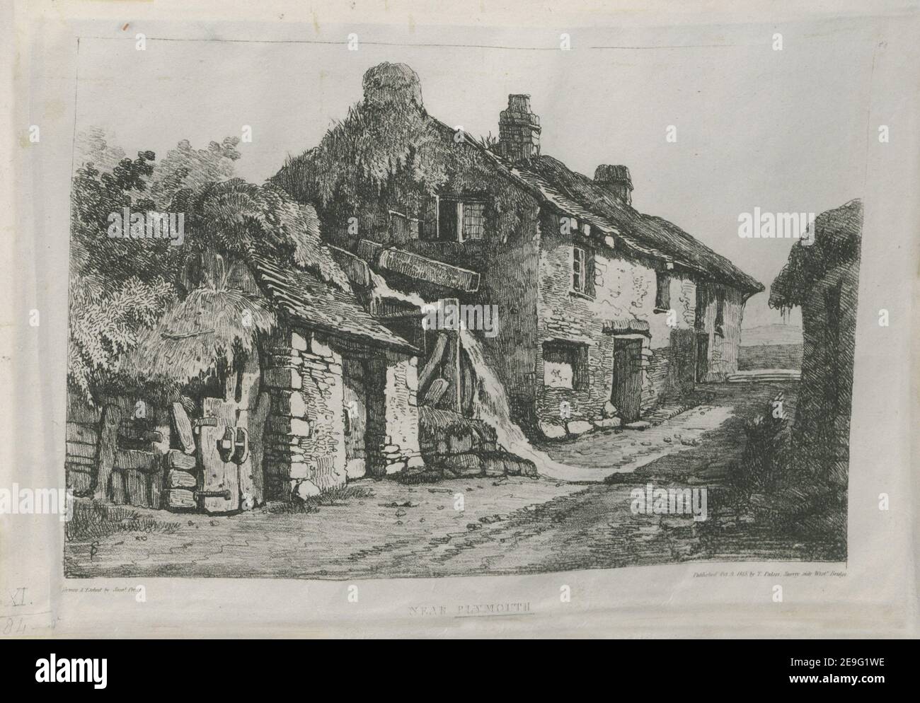 VICINO A PLYMOUTH. Autore Prout, Samuel 11.84.r. Luogo di pubblicazione: [London] Editore: Pubblicato il 9 ottobre 1815 da T. Palser, Surry Side, Westr Bridge., Data di pubblicazione: [9 ottobre 1815] tipo di articolo: 1 stampa mezzo: Soft-Ground Etching dimensioni: Foglio ex proprietario: George III, King of Great Britain, 1738-1820 Foto Stock